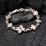 Silver Bracelet Greek Crosses and Peas Chain S Faceted with Karabiner