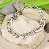 Silver Bracelet FIGARO Chain with Lily Carabiner 12