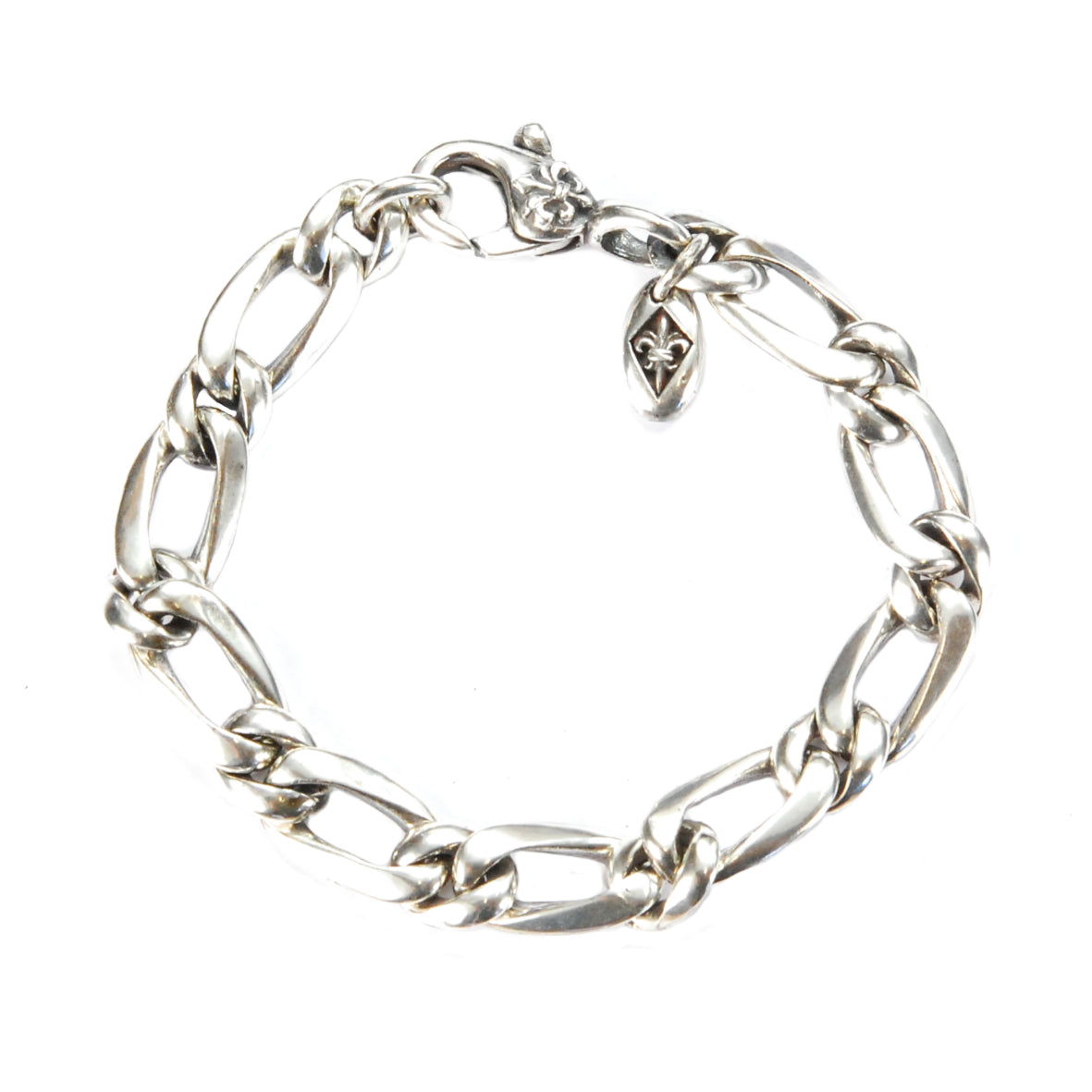 Silver Bracelet FIGARO Chain with Lily Carabiner 12