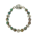 Silbernes Armband mit Perlen und griechischen Klingenkreuzen und Schloss