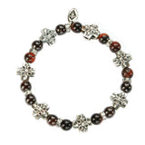 Silver Bracelet with 12 mm Greek Crosses with CRESCENT STARS plus Beads 08 on Rubber