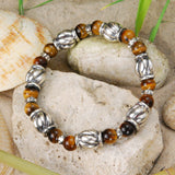 Silver Bracelet BEADS and SPIRAL BARRELS