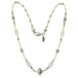 ROCKS and PEARLS Necklace w. Silver Tubes and Balls and GREEK MORNING STAR CROSS