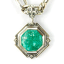 Silver Pendant OCTAGON Stone with Blades Cross Loop