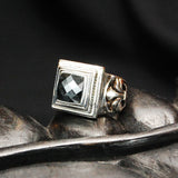 Silver Ring ELFIN CARREE on OPEN LILIES Band