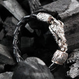 Silber-Lederarmband DRACHENKOPF Verschluss 13