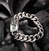 Silver Bracelet DRAGON FIRE hammered links S