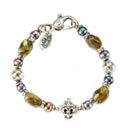 Silver and Beads Bracelet LILY CROSSES 12+8 and ROCKS