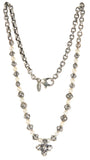 Neckchain Beads or Pearls and Facetted Silver BLADES CROSS  Balls and Chain