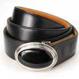 Silver Belt Buckle Elfin King Oval and Onyx