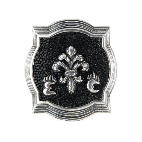 Baroque Frame Silver Belt Buckle + Lily on Sea ray leather