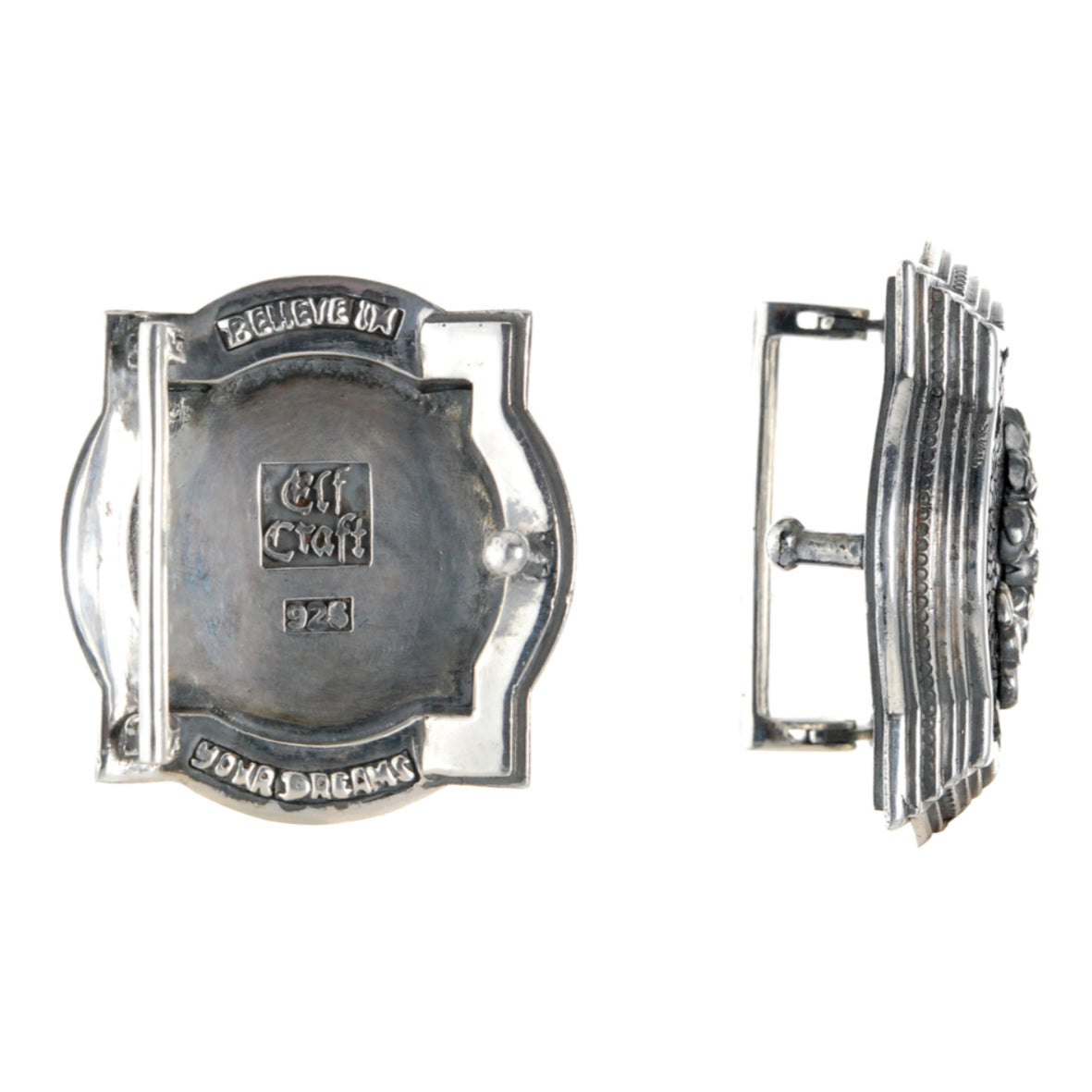 Baroque Frame Silver Belt Buckle + Lily on Sea ray leather