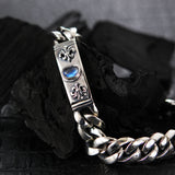 Silver Bracelet Oval STONE and LILIES Chain XSS