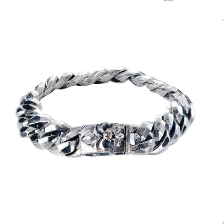 Silver Bracelet LILY with Meteorite on Chain S Rough Faceted