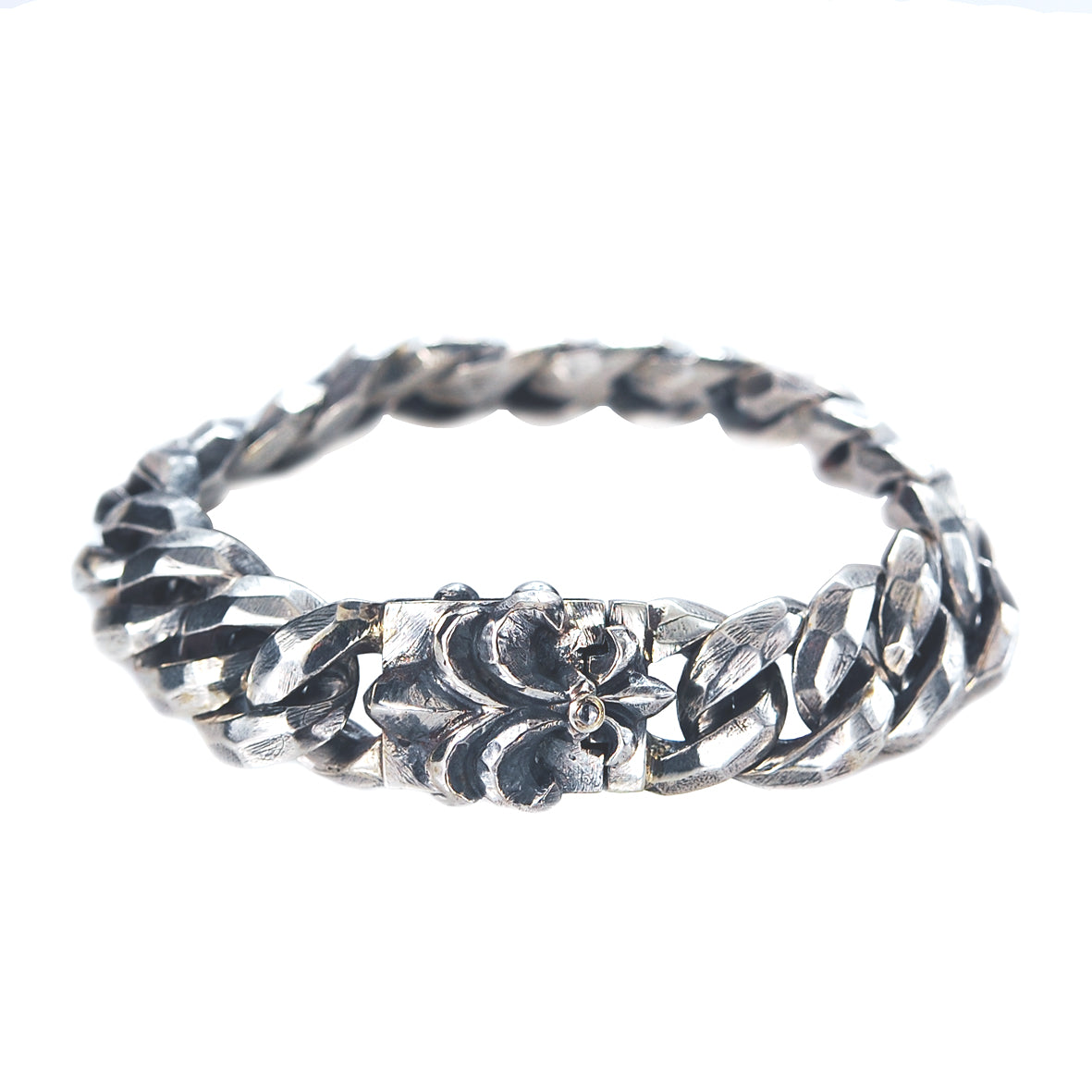 Silver Bracelet LILY with Meteorite on Chain M Rough Faceted