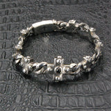 Silberarmband mit griechischen Kreuzen und Panzerkette XS mit LILY-Boxschloss