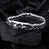 Silver Bracelet LONG LILY and Plain Curb Chain