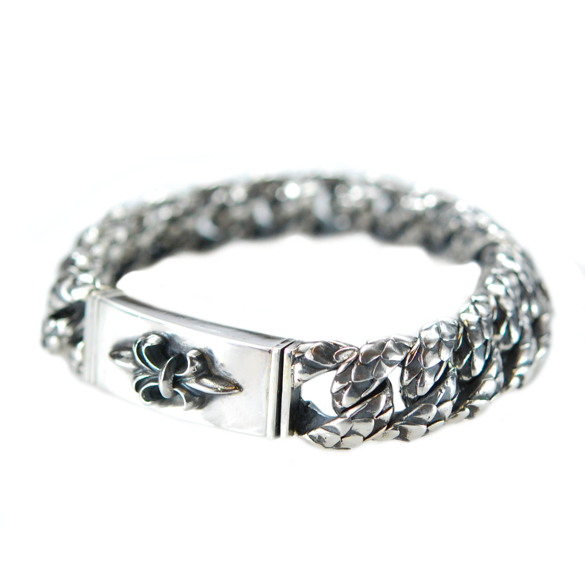 Silver Bracelet LONG LILY S with DRAGON SCALES LINKS M