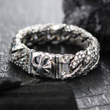 Silver Bracelet MALTESE CROSS+Dragon Scales Chain M