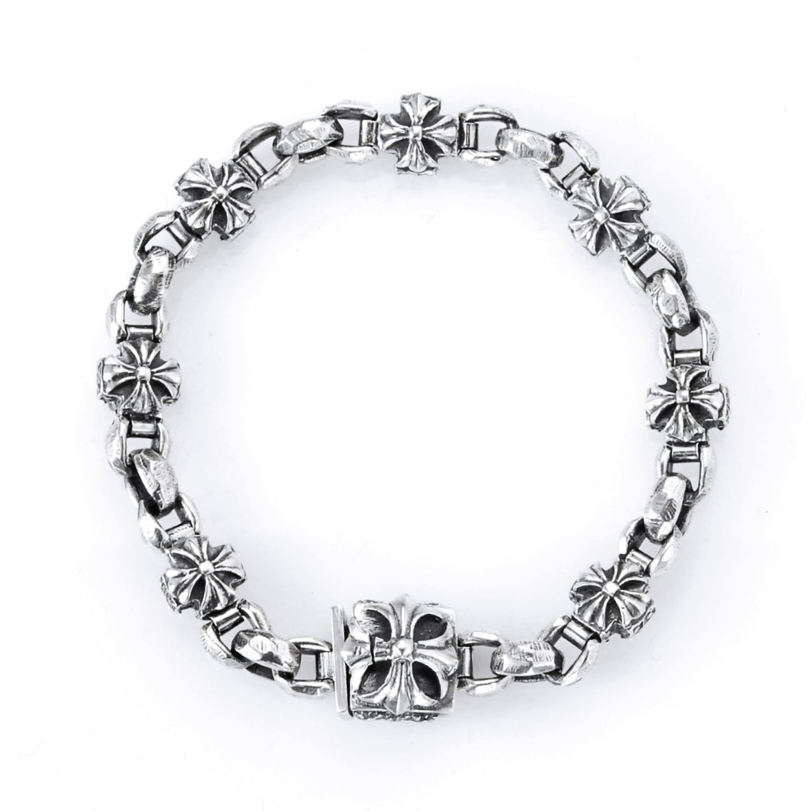 Silver Bracelet MALTESER CROSSES + MALTESER BOX LOCK on PEA Chain 3