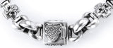 Silver Bracelet LILY CROSSES + SHIELD BOX LOCK on PEA Chain