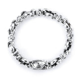 Silver Bracelet PUPIL CROSSES + THE THIRD EYE CARES LOCK on PEA Chain