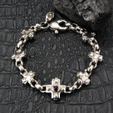 Silberarmband mit griechischen Kreuzen und Erbsenkette S facettiert mit Karabiner