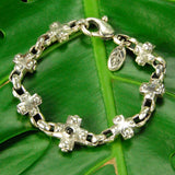 Silver Bracelet Greek Crosses and Peas Chain S Faceted with Karabiner