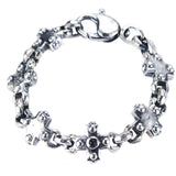 Silver Bracelet Greek Crosses and Peas Chain M Faceted with Karabiner