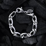 Silver Bracelet FIGARO Chain with Lily Carabiner 12