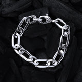 Silver Bracelet FIGARO Chain Faceted with Lily Carabiner 14