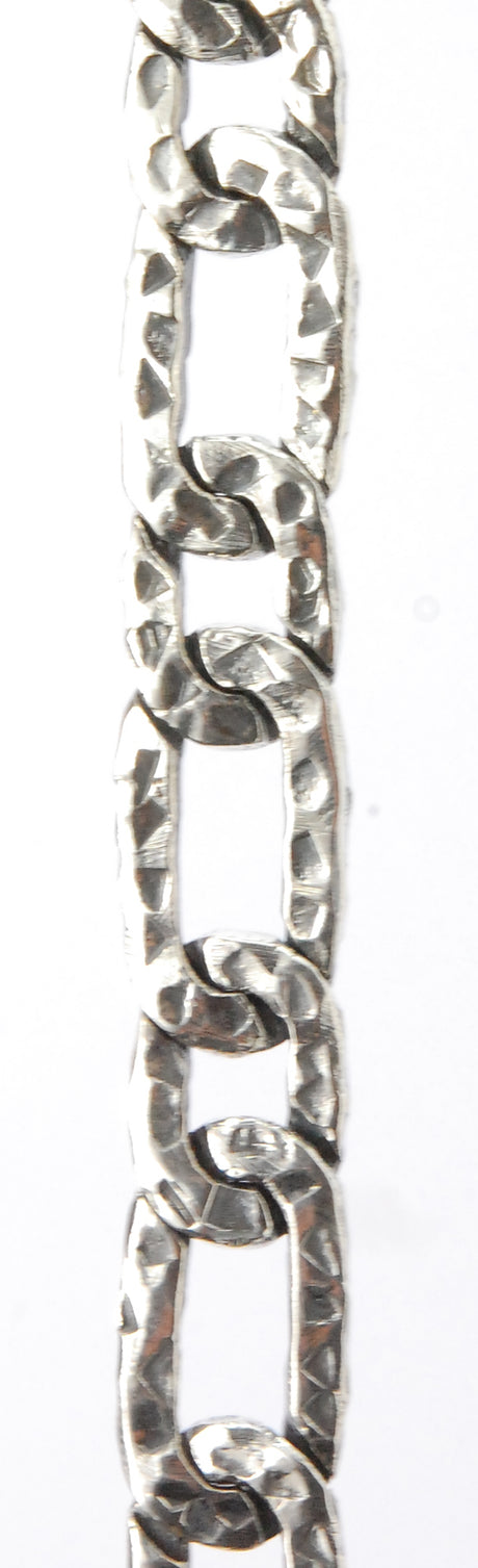 Silver Bracelet FIGARO Chain Hammered with Lily Carabiner 14