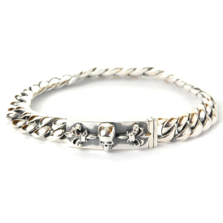 Silver Bracelet SKULL and LILIES  Chain X