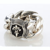 Silver Bracelet BAROQUE FRAME with LILY on Searay Leather Chain XXL