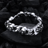 Silver Bracelet SKULL Halflinks and Lily Boxlock