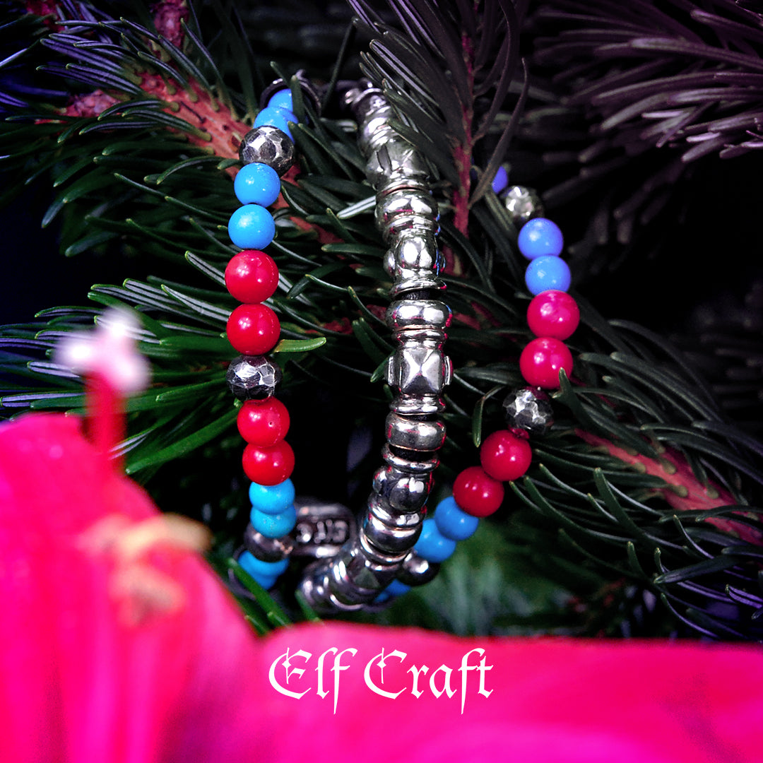 Silver Leather Bracelet Beads and PYRAMIDES and DOMES  Silver Tubes 15