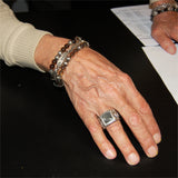 Silver Leather and Beads Bracelet with Silver Plates with Believe in your Dreams