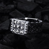 Silver Leather Bracelet PYRAMIDES and DOMES and SHIELD Box Lock 22