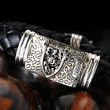 Silver Leather Bracelet LEOPARD Head  with Diamond Eyes and Shieldlock 13