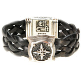 Silver Leather Bracelet BAROQUE with Searay Leather + Crescent Star on Lily Box Lock 20