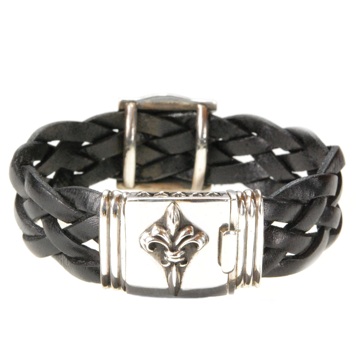 Silver Leather Bracelet BAROQUE with Searay Leather + Crescent Star on Lily Box Lock 20