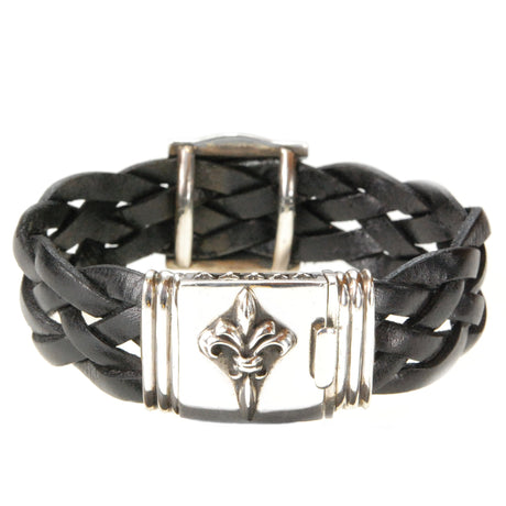 Silver Leather Bracelet BAROQUE with Searay Leather + Crescent Star on Lily Box Lock 20