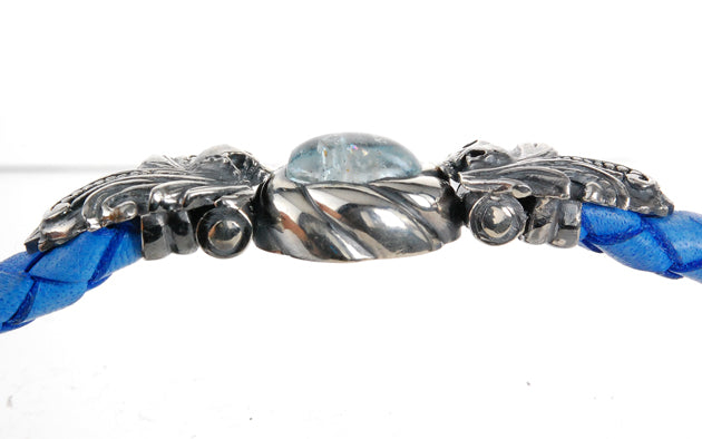 Silver Leather Bracelet MAGIC PLANT+SKULL+Oval Stone+Shield Lock 13
