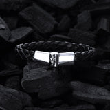 Silver Leather Bracelet PLAIN with Long Lily 10