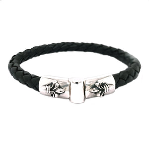 Silver Leather Bracelet Plain LILY Jointlock 7