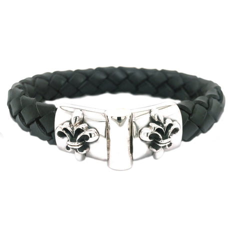 Silver Leather Bracelet Plain LILY Jointlock 13
