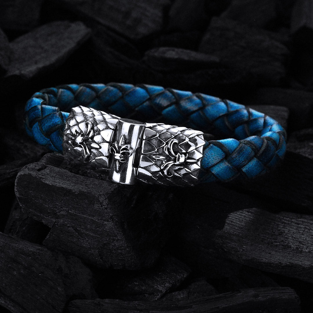 Silber-Lederarmband LILY und DRAGON SCALES Silber Jointlock 13