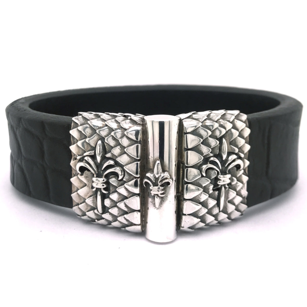 Silber-Lederarmband LILY und DRAGON SCALES Silber Jointlock 22