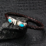 Silver Leather Bracelet and Round Fat Frame with Stone 07
