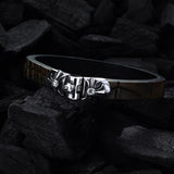 Silver-Leather Bracelet MALTESER CROSS with METEORITE Silver Jointlock 10